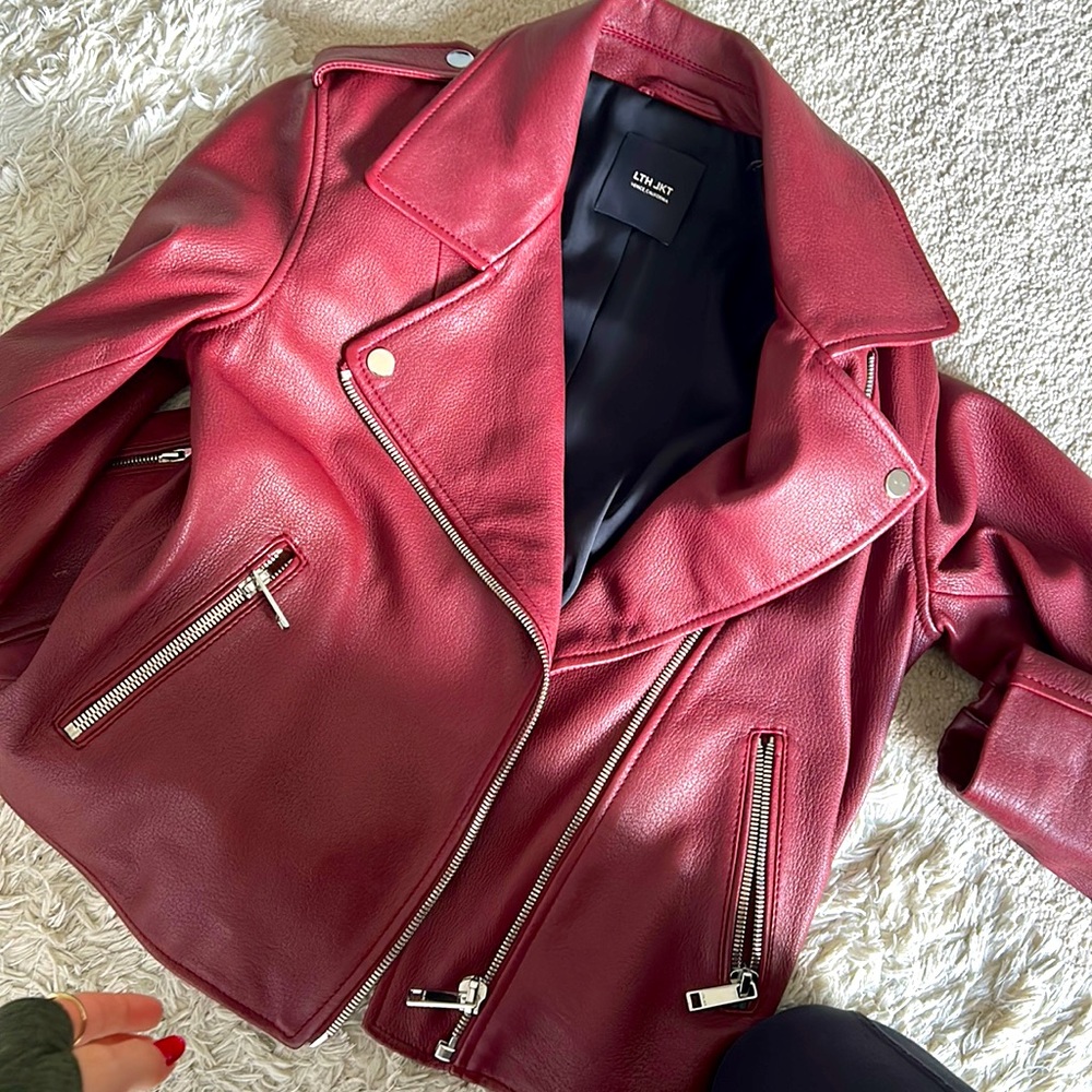 Burgundy leather jacket ♥️